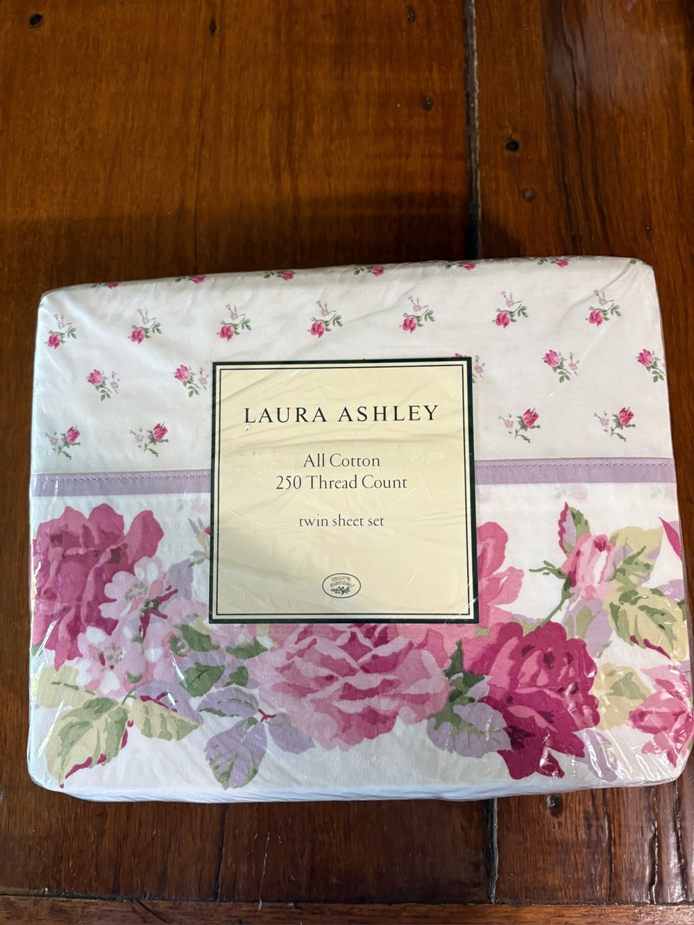 Laura Ashley Pink and Cream Floral Twin Sheet Set